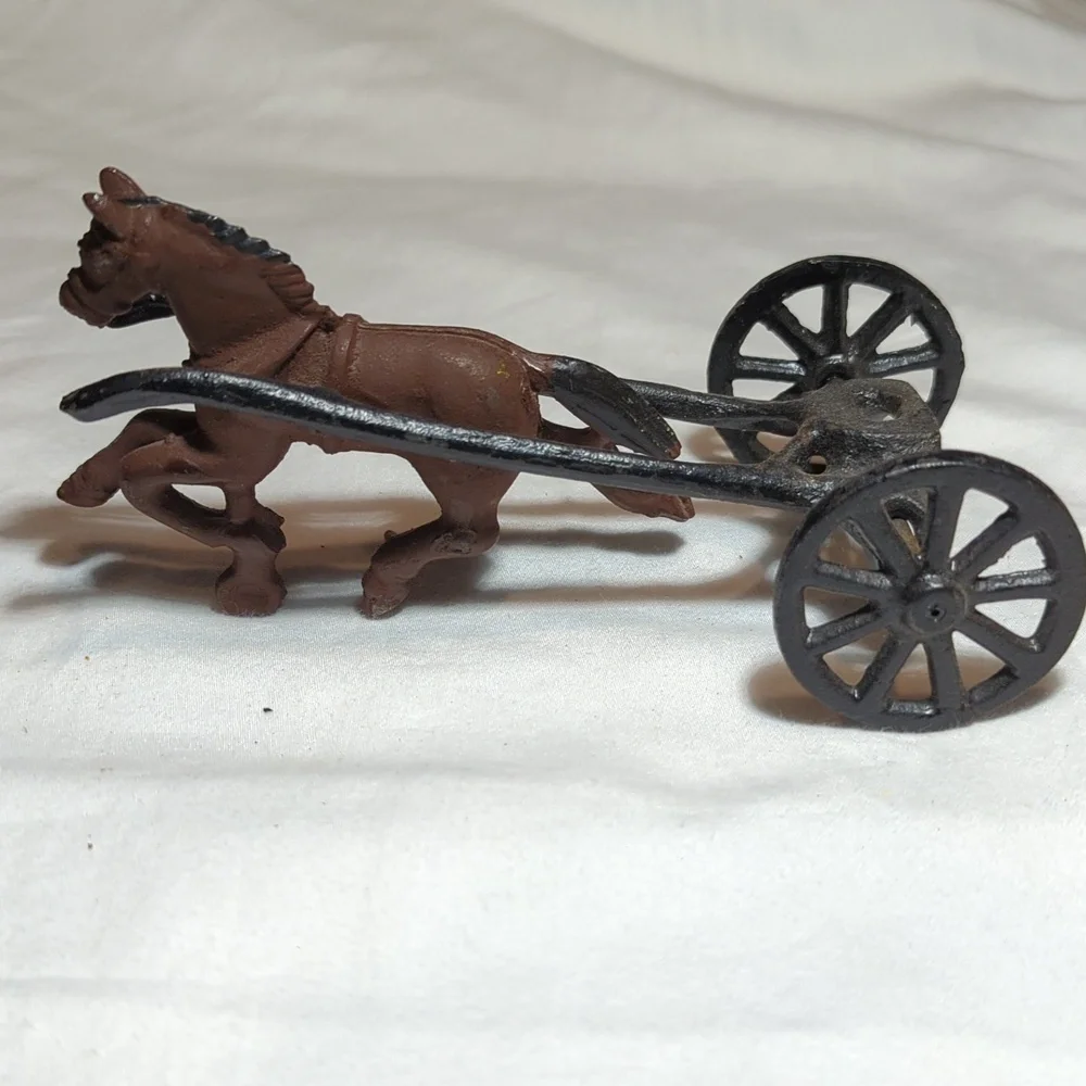 Vintage Cast Iron Horse Drawn Carriage with Driver and Rider